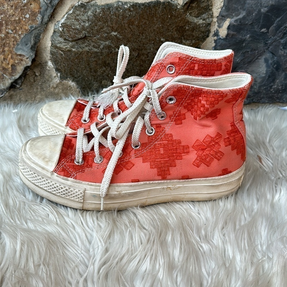 Converse Chuck Taylor Tonal Embroidery Lift Platform Orange Size 8.5 - Picture 5 of 8